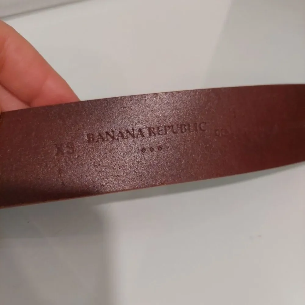 Banana Republic Women Brown Leather Belt Three Rings Foldover BOHO sz 30 - 33
